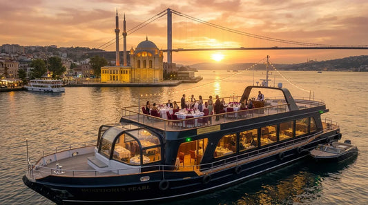 Romantic sunset view over the Bosphorus in Istanbul