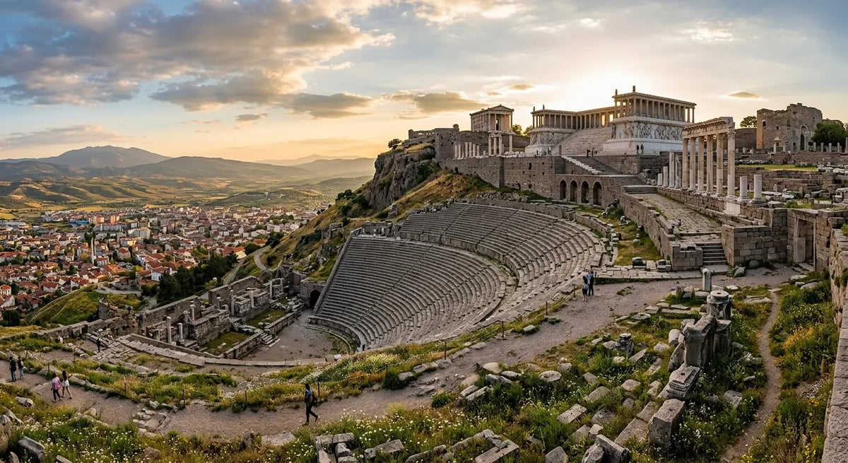 Pergamon Ancient City and cable car near Izmir in Turkey